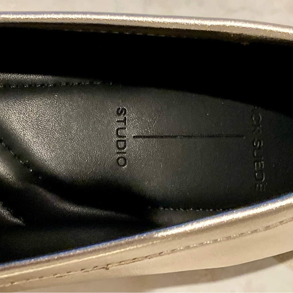 NIB Black Suede Studio Lou Gold
Satin Leather Penny Loafers - Picture 7 of 11